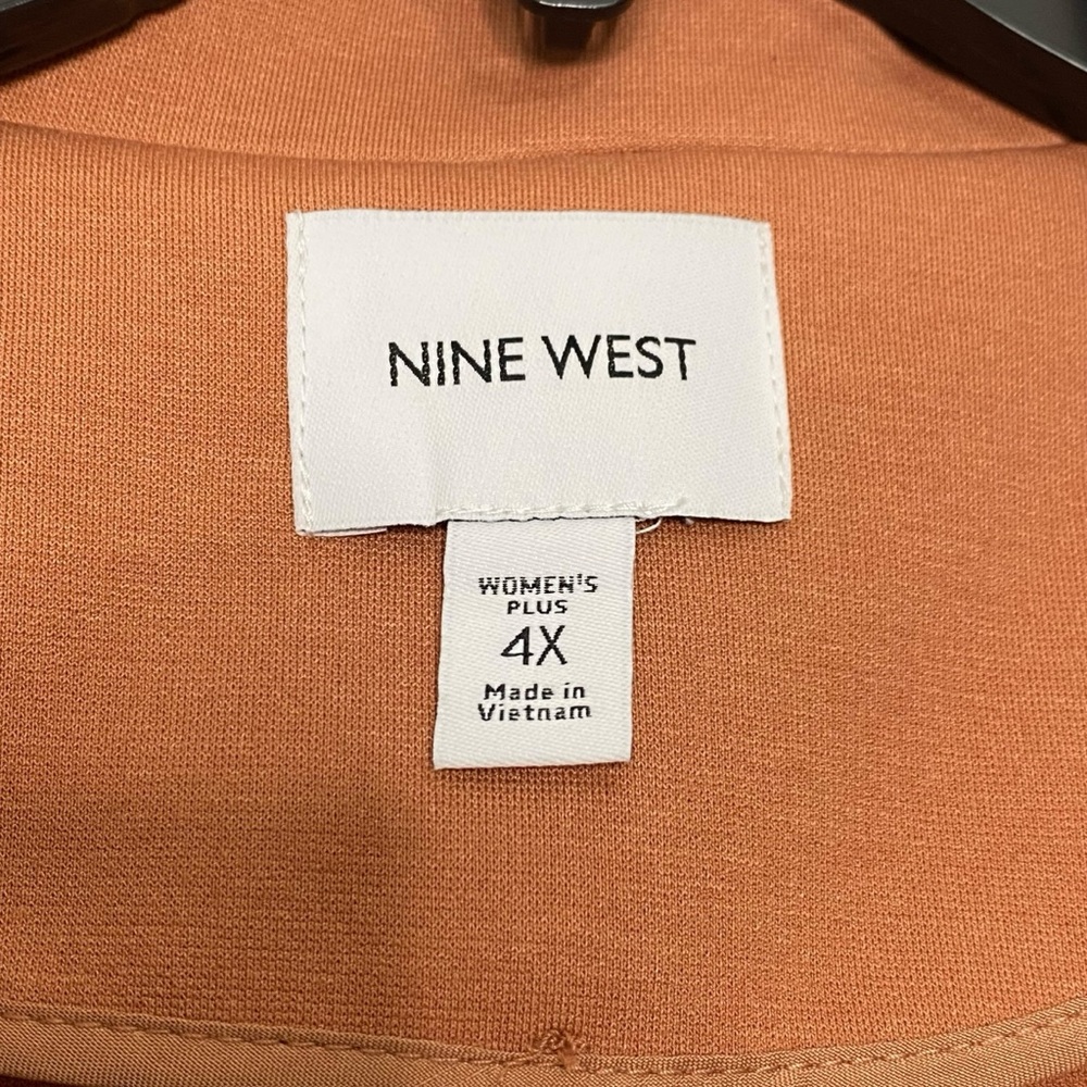 NINE WEST Blazer Ponte Knit Single Button Jacket Pockets Relaxed Rust 4X NWT - Picture 7 of 11